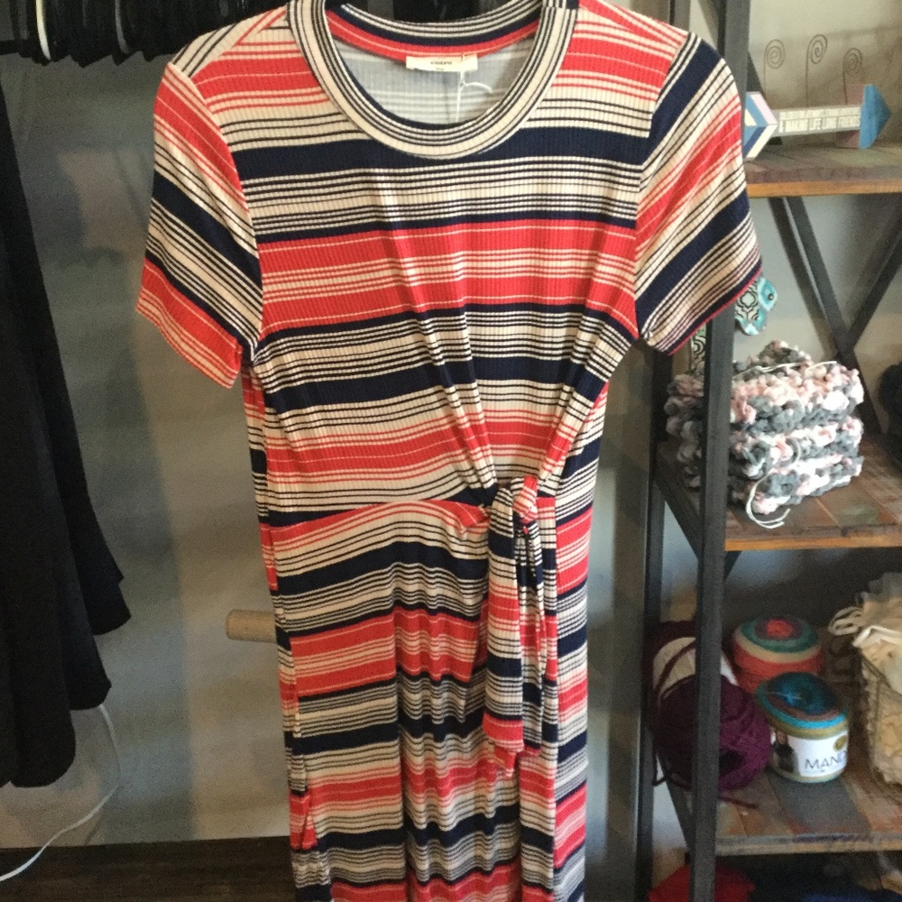Multi Striped Tie across the waist Dress